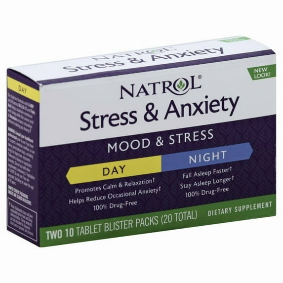 Natrol Stress & Anxiety Day & Night Dietary Supplement, 20 Count