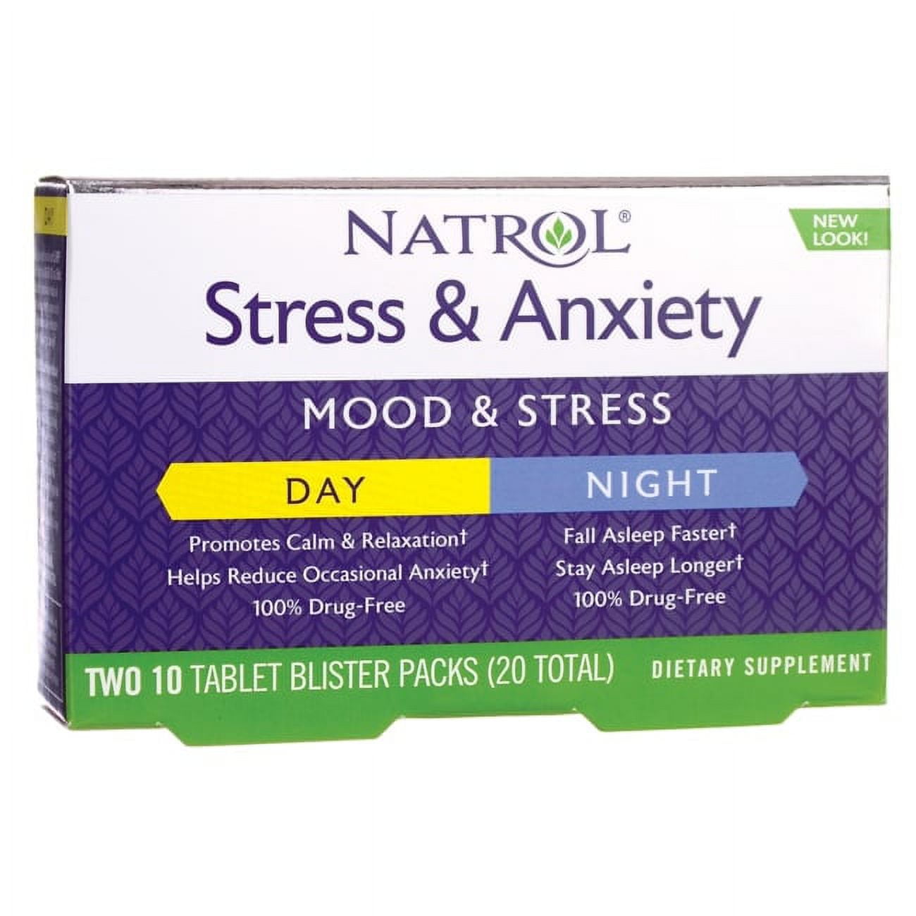 Natrol Stress & Anxiety Day & Night Dietary Supplement, 20 Count