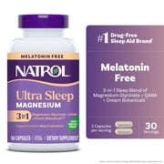 Natrol Ultra Sleep Magnesium, GABA, Magnesium Glycinate, Melatonin-Free for Restful Sleep, 60 Capsules