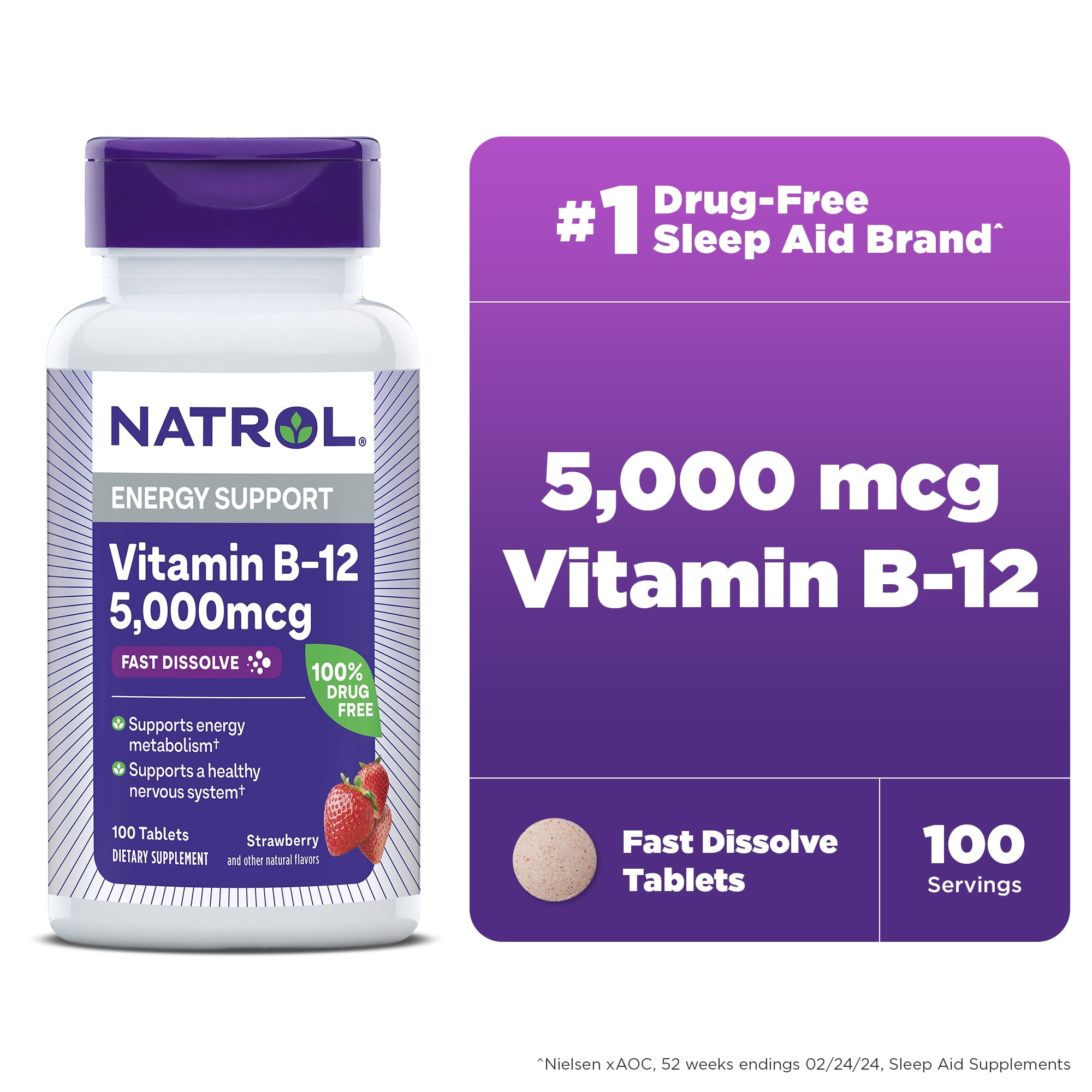 Natrol® Vitamin B12 5000mcg, Dietary Supplement for Cellular Energy
