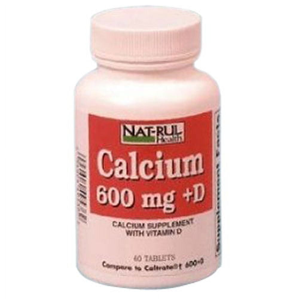 Natrul Health Calcium 600 Mg + Vitamin D Tablets 60 Ea, 6 Pack