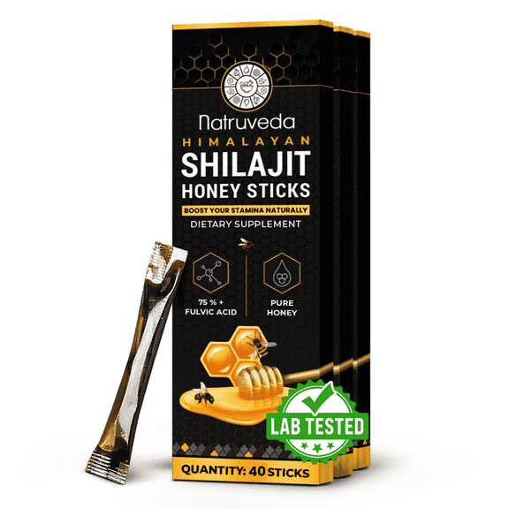 Natruveda Shilajit Honey Sticks Pure Himalayan Shilajit Resin with Raw Honey 40 Pack