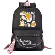 Natsume's Book of Friends Theme Backpack with USB Charging and Computer Protection for Kids and Teens - Unisex