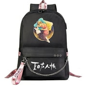 Natsume's Book of Friends Unisex Double Pocket Backpack with Computer Protection & USB Charging - Ideal for Kids and Teens