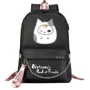Natsume's Book of Friends Unisex Double Pocket Backpack with Computer Protection and USB Charging - Ideal for Kids and Teens