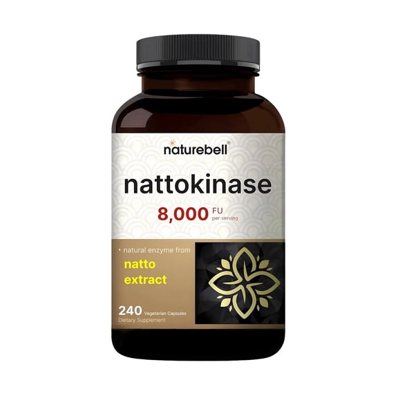 NatureBell Nattokinase - 240 Capsules - 8,000 FU Max Strength from Fermented Natto Extract - For Heart Health, Healthy Circulation & Daily Wellness Support - 80 Servings