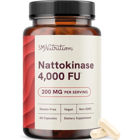 Nattokinase Dietary Supplement from Natto, 4000 FU per Serving, Vegan & Non-GMO, 60 Capsules