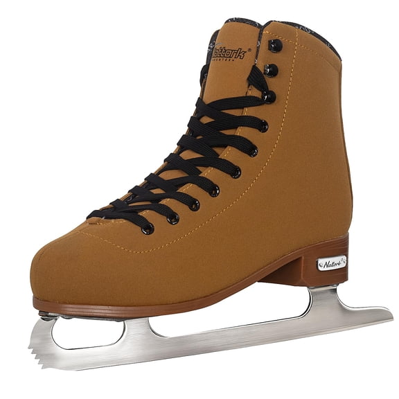Nattork Figure Skates for Boys and Girls Excellence Stainless Steel Blades Ice Figure Skating with Enhanced Support Strength Performance and Ultimate Comfort Brown Leather Women's 7