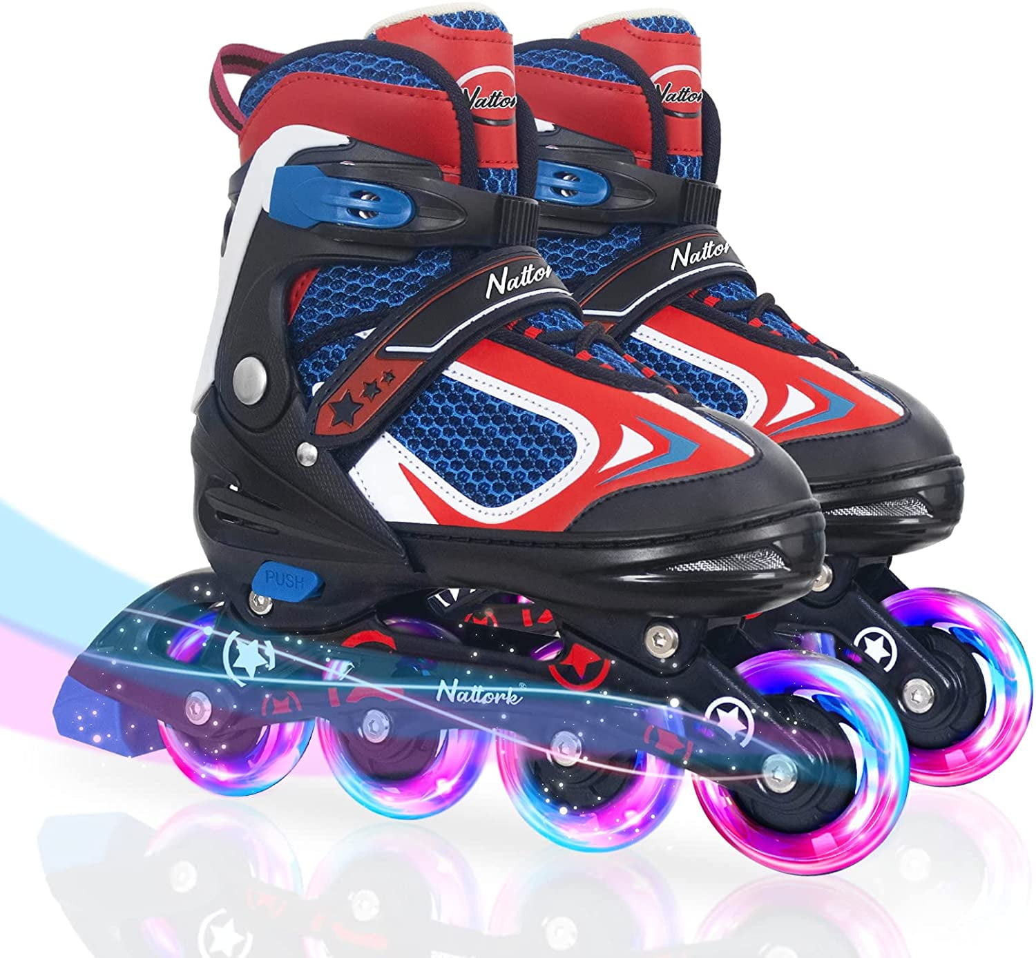 Nattork Kids Boys Inline Skates Adjustable Blades Skate Light up Wheels