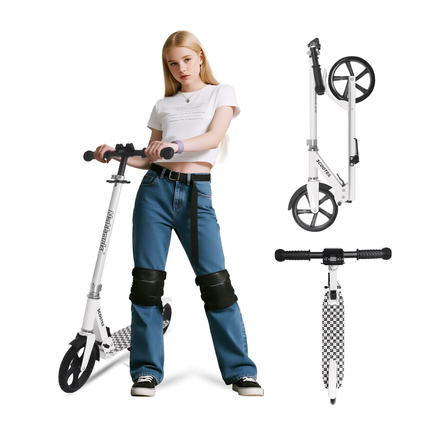 Nattork Scooter for Kids 8-12, Teens and Adults-Adjustable Height