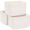 thumbnail image 1 of Natubeau 3 Pack Cotton Rope Woven Storage Baskets for Shelves, Foldable Organizer Bins for Toys Towels Books, White Nursery Storage Basket Shelf Organizer, 1 of 10