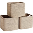 thumbnail image 1 of Natubeau 3 Pack Woven Storage Basket, 9"x9"x7" Cotton Rope Woven Baskets for Organizing, Cube Storage Bins for Shelves, Jute Color, 1 of 9
