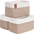 thumbnail image 1 of Natubeau 3 Pack Woven Storage Basket for Shelves, Cotton Rope Storage Bins for Toys Books, Storage Baskets for Organizing, 14.96"X9.8"X8.85", White&Brown, 1 of 10