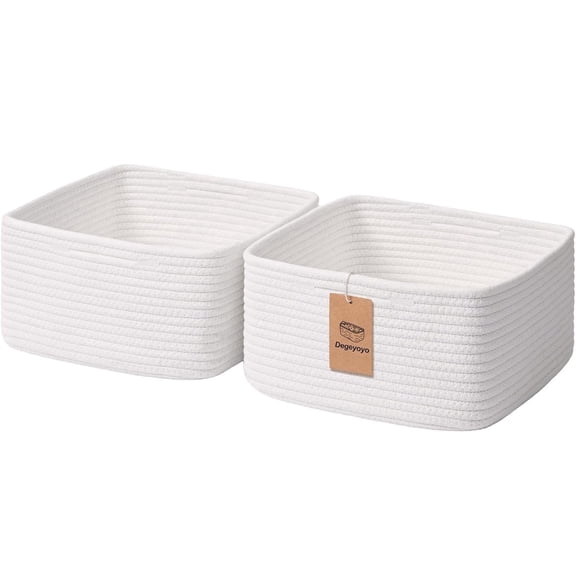 Natubeau 3 Pack Woven Storage Basket for Shelves, White