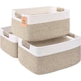 thumbnail image 1 of Natubeau 3 Pack Woven Storage Basket for Shelves, 29L Large Cube Storage Bins, Cotton Rope Woven Baskets for Organizing, White&Jute, 17.5"D x 13"W x 7"H, 1 of 10