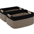 thumbnail image 1 of Natubeau Cotton Rope Storage Baskets 2 Pack, 29L Closet Cube Organizer Bins with Reinforced Handles, 17.5"x13"x7" Neutral Woven Shelf Baskets for Nursery Kitchen Clothes Toys, Black & Brown, 1 of 8