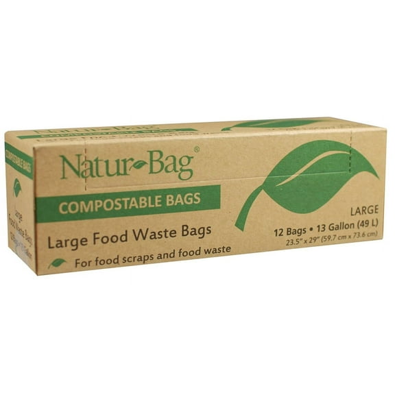 Natur-Bag NT1075-RTL-00007 Large Food Waste Compostable Bag, 13 Gallon