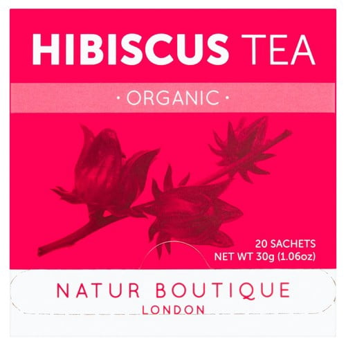 Natur Boutique Organic Hibiscus Tea 20's, British Import (Pack of 3)