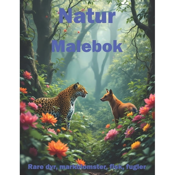 Natur. Malebok for voksne og barn. Malebok Rare dyr, markblomster, fisk, fugler: Dhole, baltisk sel, okapi, ibizan hund,, (Paperback)