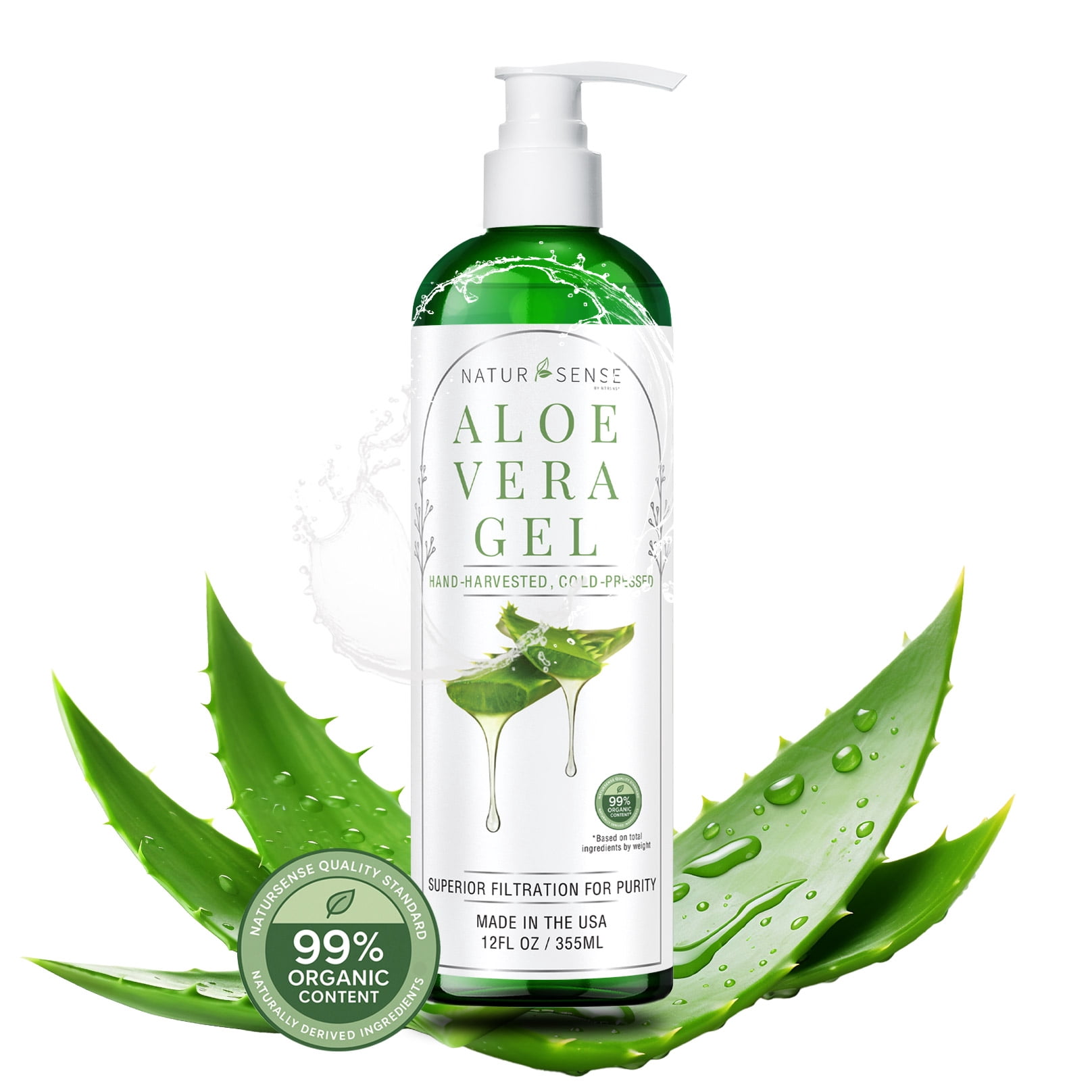 NTRSNS Organic Aloe Vera Gel, USDA Certified, Face, Hair, Sunburn Relief,  12 oz - Walmart.com