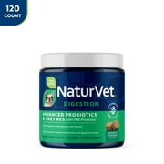 NaturVet Advanced Dog Probiotics & Enzymes, Vet Strength Gut Health Supplement, for Healthy Dogs, 120 Soft Chews