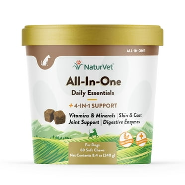 NaturVet All-In-One Dog Vitamins, Vet Formulated Complete Health Solution for Dogs, 60 Soft Chews