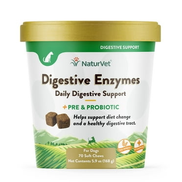 NaturVet Digestive Enzymes + Pre & Probiotic Soft Chews for Dogs 70ct