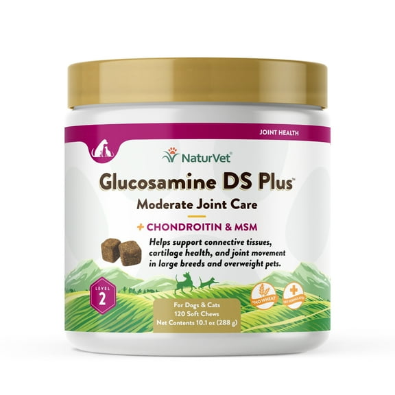 NaturVet Glucosamine DS Plus Moderate Joint Care Level 2 + Chondroitin & MSM Soft Chews for Dogs & Cats 120ct