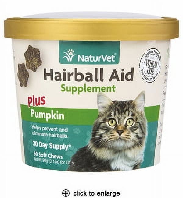 NaturVet Hairball Aid Supplement for Cats Plus Pumpkin Helps Eliminate
