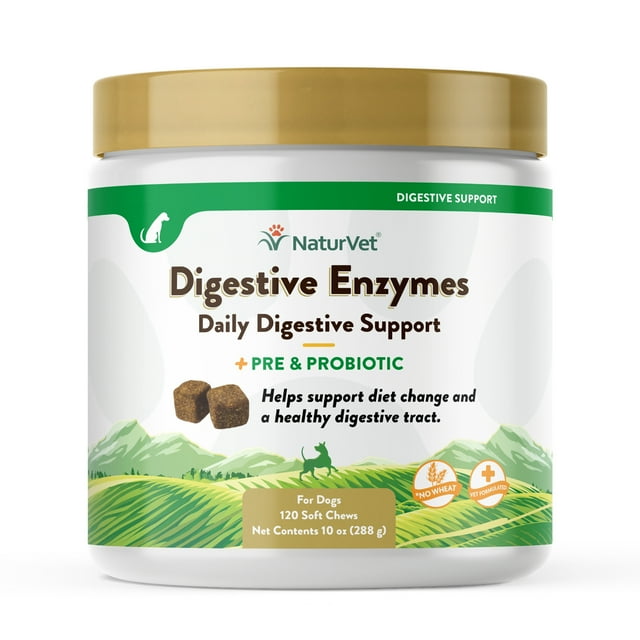 NaturVet Healthy Probiotics and Digestive Enzyme Soft Chew Supplement ...