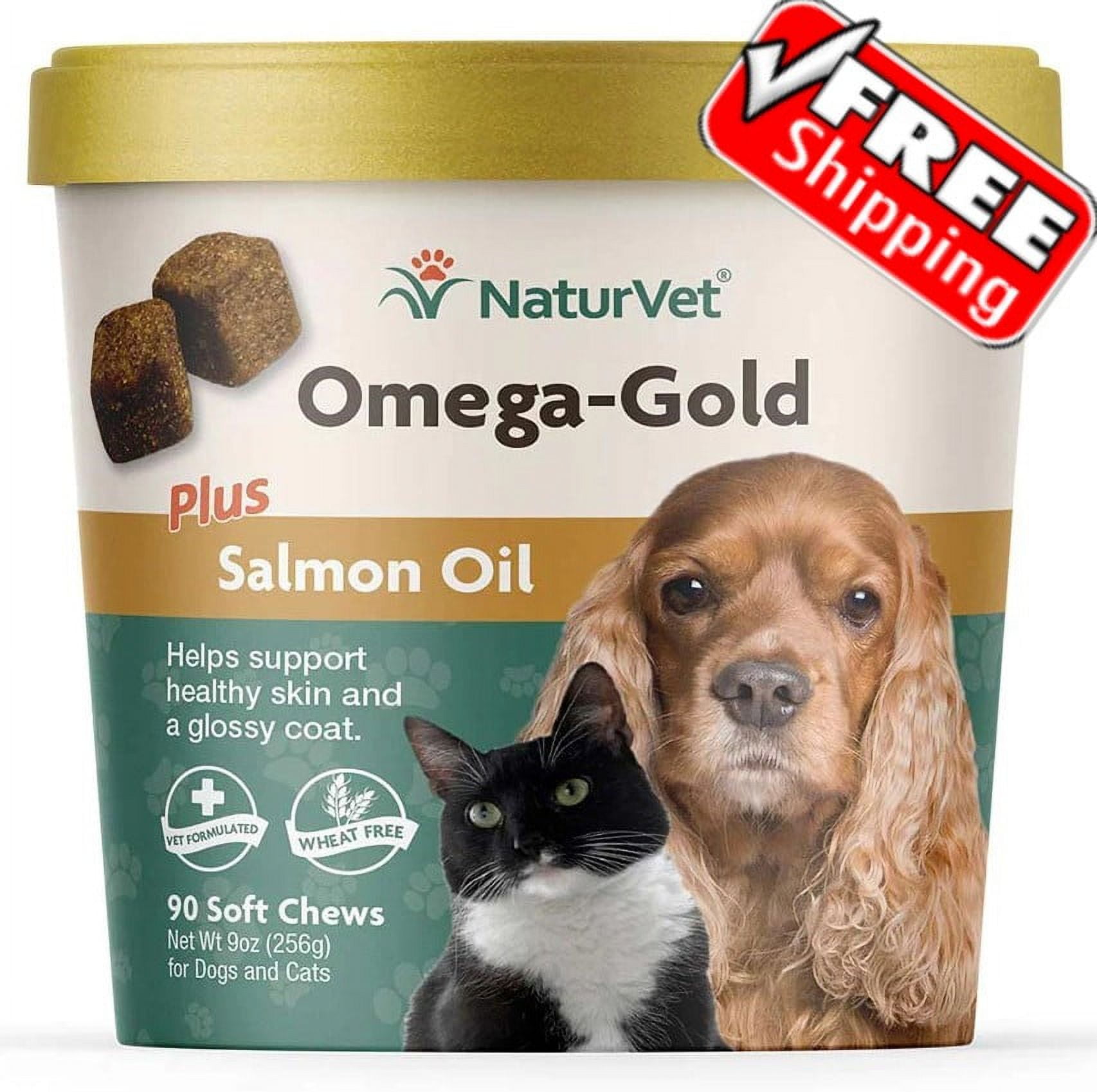 NaturVet Omega 3 Gold Plus Salmon Oil Pet Supplement Healthy Skin