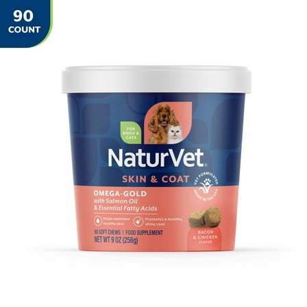 NaturVet Omega-Gold + Salmon Oil Soft Chews for Dogs & Cats 90ct