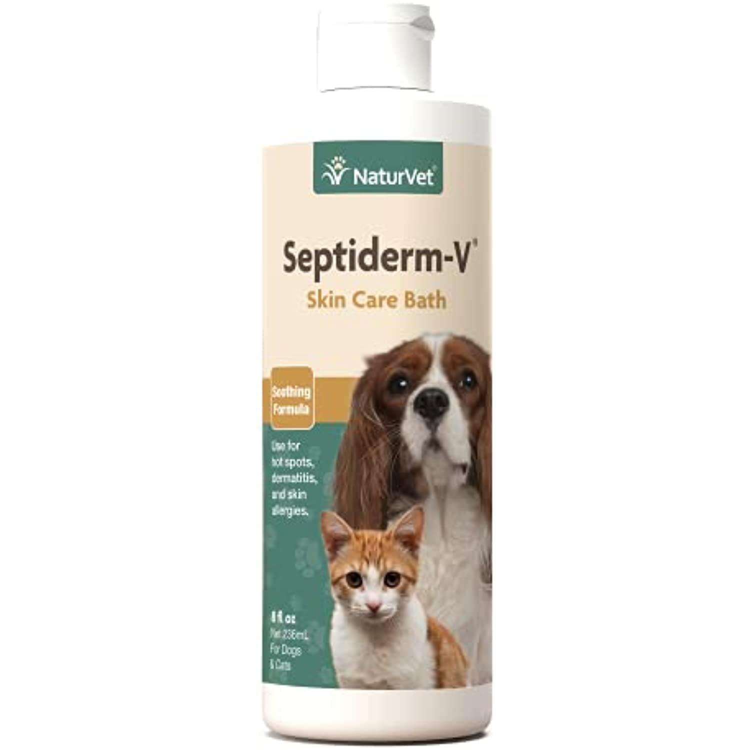NaturVet SeptidermV Skin Care Bath Wash for Dogs & Cats Pet Health