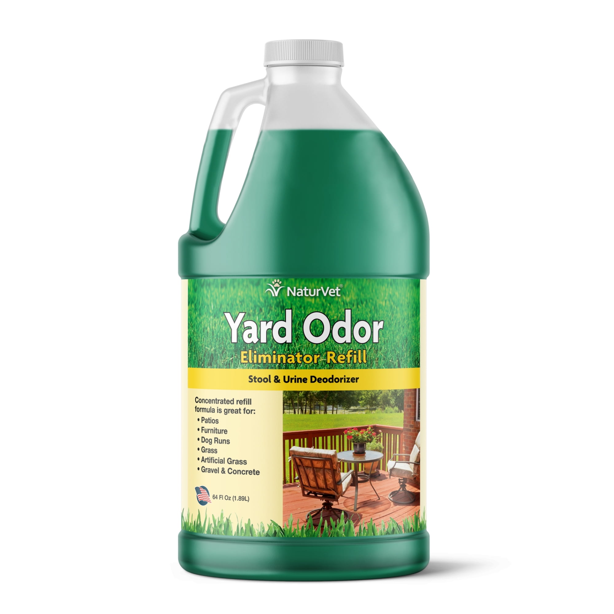 NaturVet Yard Odor Eliminator Refill Eliminate Stool and Urine Odors from Lawn and Yard Designed For Use on Grass, Patios, Gravel, Concrete & More 64oz Refill (No Hose Nozzle)