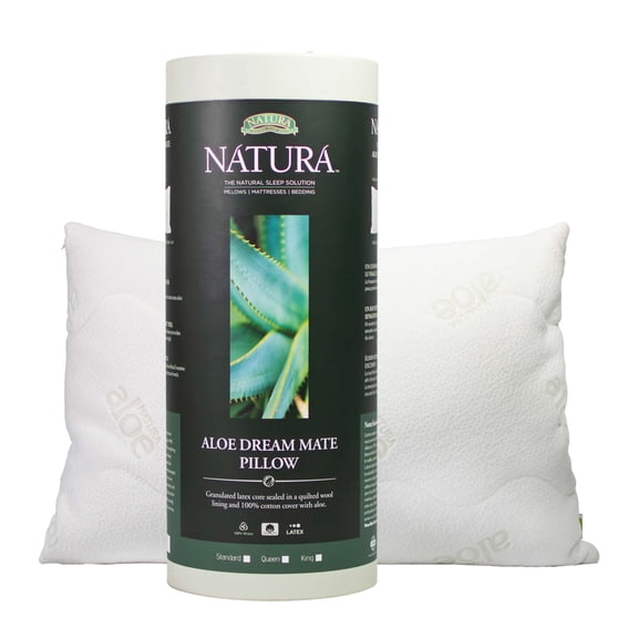 Natura Aloe Dream Mate - Aloe Infused Bamboo & Wool Quilted Latex Pillow - Queen Size