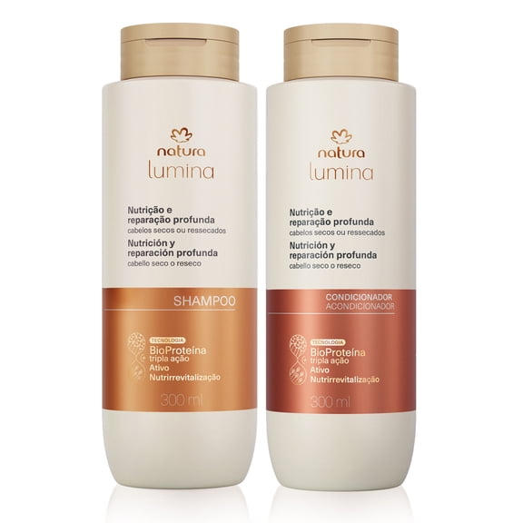 Natura - Linha Lumina (Cabelos Secos ou Ressecados) - Kit Shampoo Nutritivo e Condicionador Polinutricao (2 x 300 Ml) - (Nourishing Shampoo and Multi Nourishing Conditioner (2 x 10.14 Fl Oz))