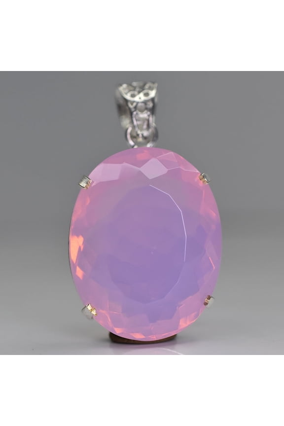 Natura Pink Opal 81 Ct Oval Cut Certified 925 Starling Silver Pendant Rare Gems