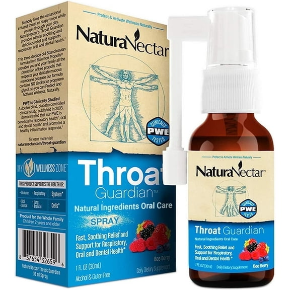 NaturaNectar Throat Guardian Bee Propolis Spray for Throat Health and Care, Immune Support, Bee Berry Flavor 30 ml