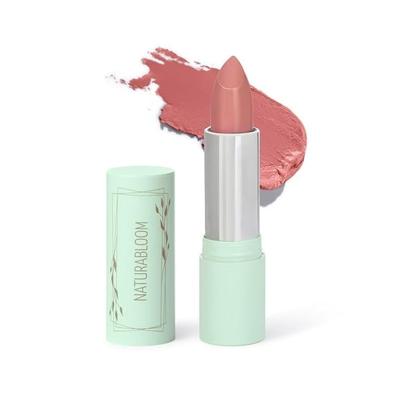 Naturabloom Long-Lasting Vegan Lipstick – Highly Pigmented, Hydrating, Natural Lip Color – Peony