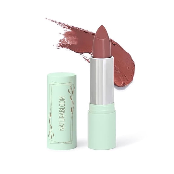 Naturabloom Long-Lasting Vegan Lipstick – Highly Pigmented, Hydrating, Natural Lip Color – Rosewood