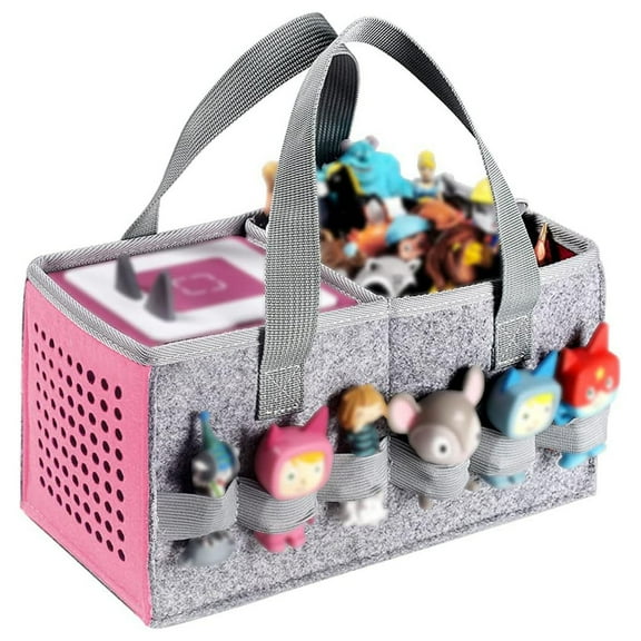 Naturace Carrying Case for Toniebox Starter Set and Tonies Figurines, Travel portableFelt Cloth Folding Bag for Toniebox Accessories,Pink