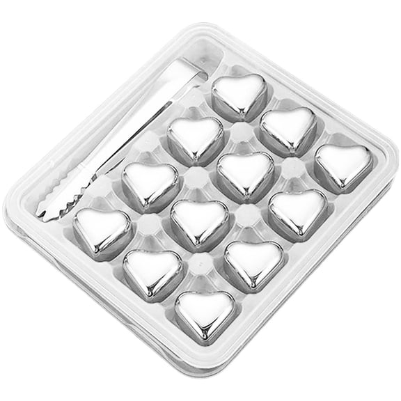 Naturace Stainless Steel Ice Cubes Stones for Drinks, 12pcs Reusable Stainless Ice Tong for , , Soda, , Beverage Juice Father's Gifts,Silver,12