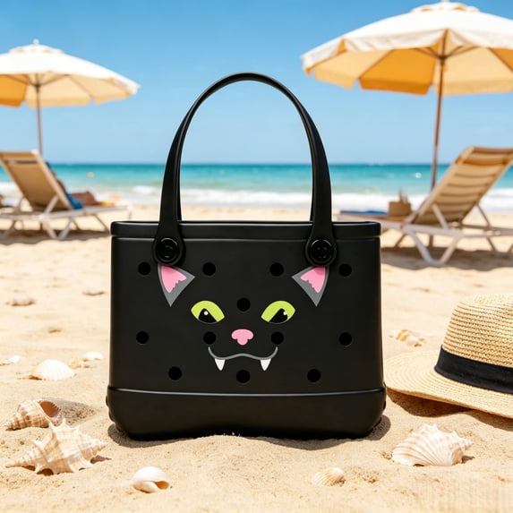 Naturace Waterproof Spooky Beach Tote Purse, Trick or Treat Halloween Handbag, Halloween Themed Beach Bag For Pool Vacation Summerween Holiday Shopping
