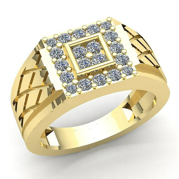 Natural 0.33ct Round Cut Diamond Mens Fancy Engagement Anniversary Ring Solid 10K Rose, White or Yellow Gold JK I1