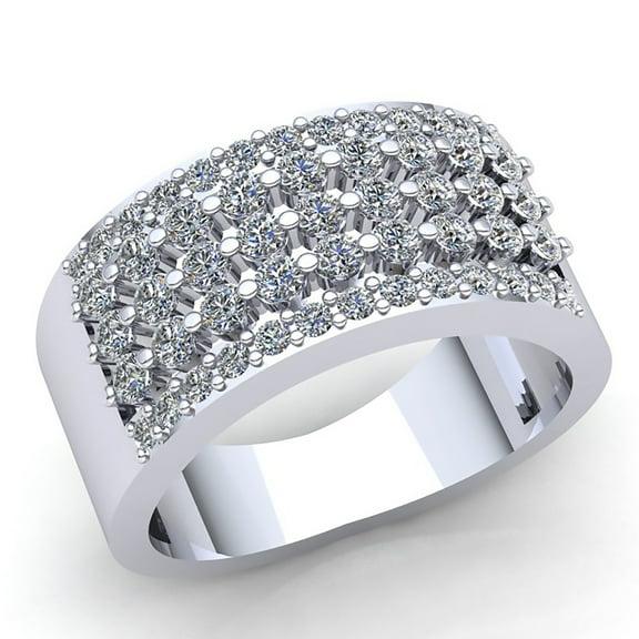 Natural 0.5ct Round Cut Diamond Ladies 3Row Cluster Anniversary Wedding Band Solid 10K Rose, White or Yellow Gold J SI2