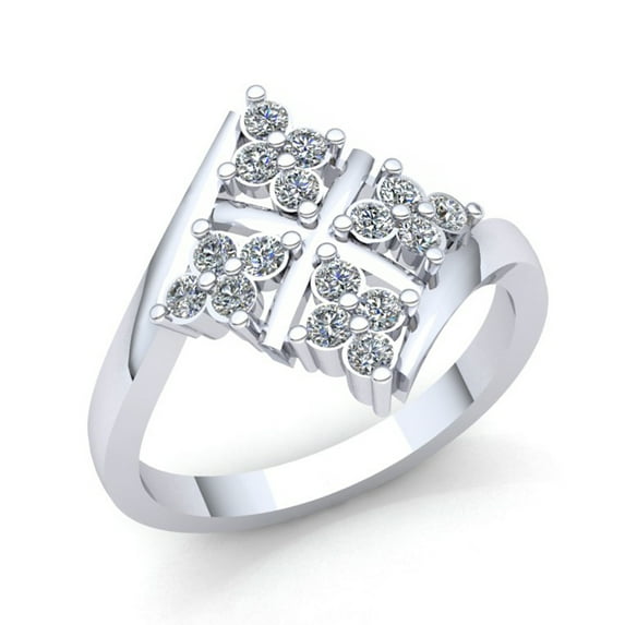 Natural 0.5ctw Round Cut Diamond Ladies Personalized Flower Engagement Fancy Ring Solid 14K Rose, White or Yellow Gold GH SI1