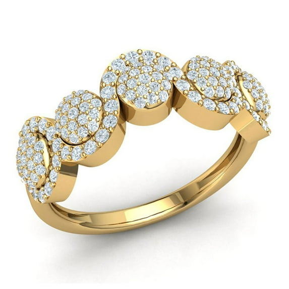 Natural 0.75ct Round Cut Diamond Prong Fancy Bridal Wave Wedding Band Ring Anniversary Solid 14K Gold FG VS