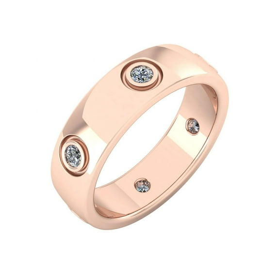 Natural 1.00Ct Round Diamond Domed Anniversary Wedding Eternity Band Ring 18k Gold Bezel Set FG VS2