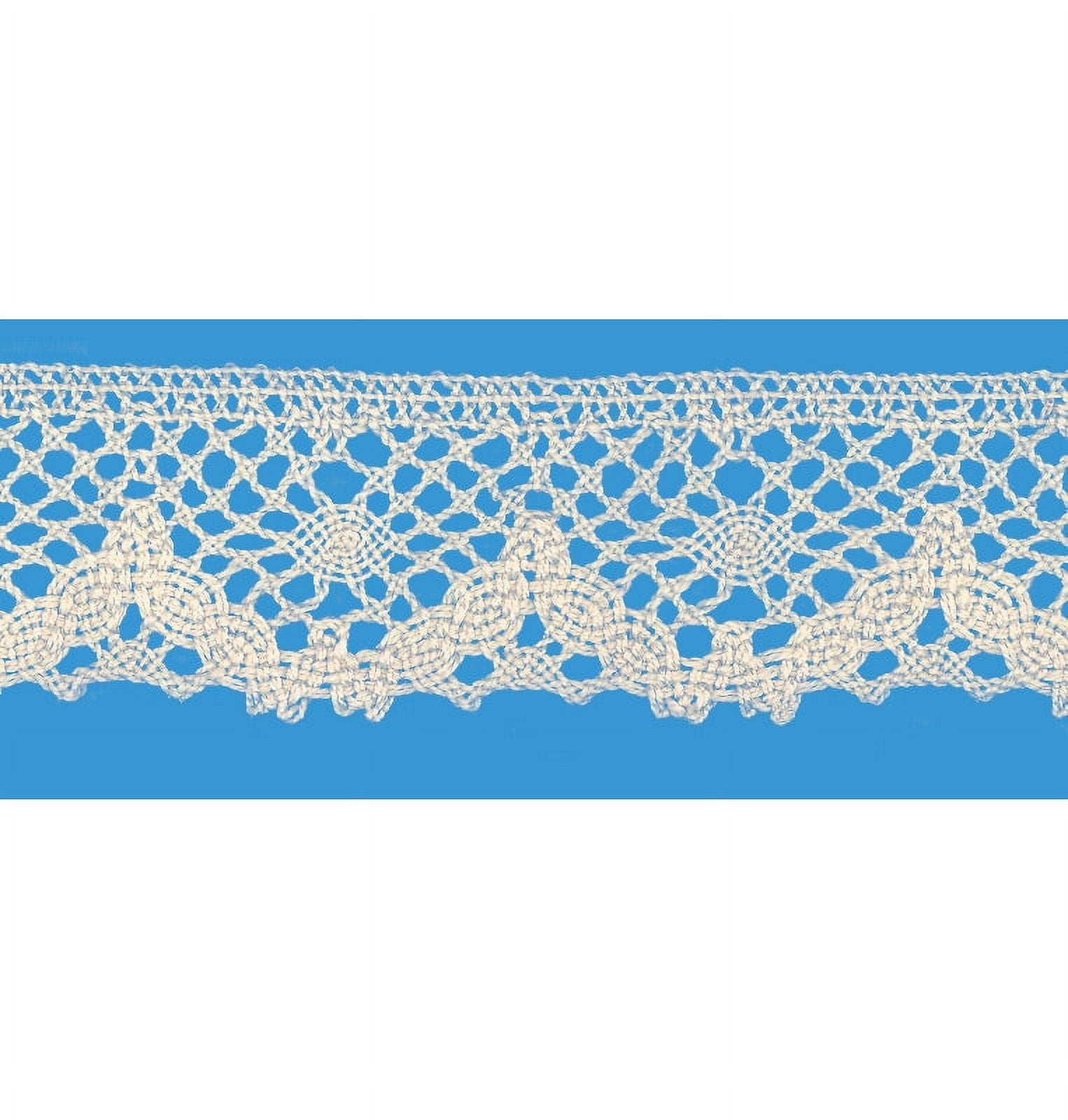 Natural 1-1/2 Inch 100% Cotton Cluny Lace Edge