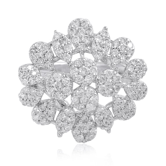 Natural 1.20 Ct. Pave Diamond Ring Solid 18k White Gold Handmade Fine Jewelry